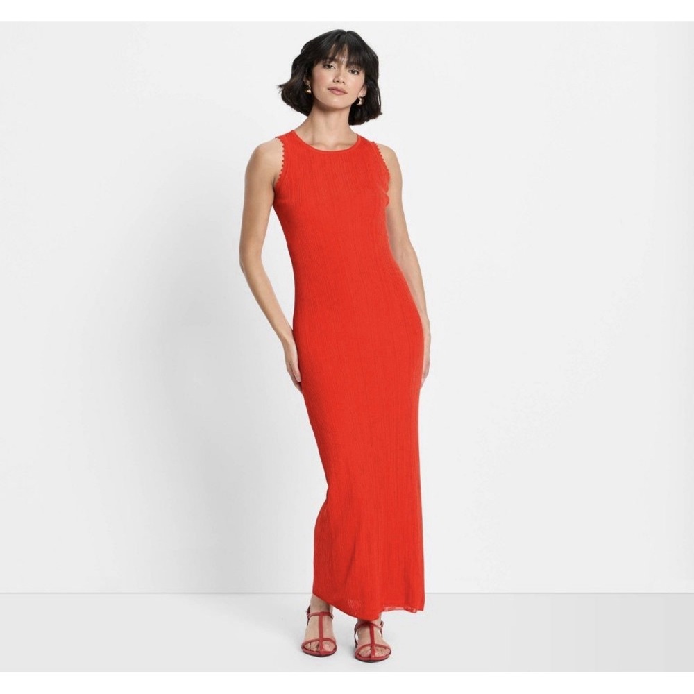 Women's Open Back Maxi Sweater Dress - Future Collective Large Red